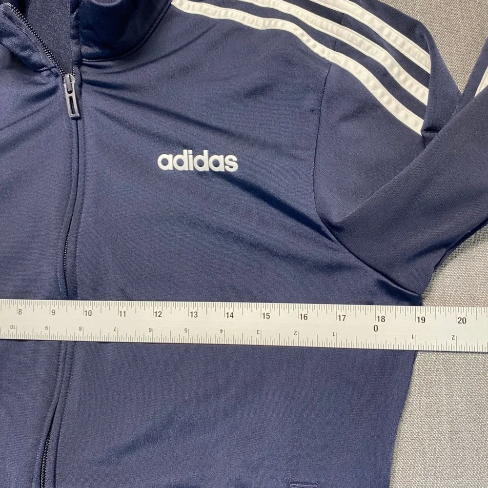 Adidas Mens Navy Blue Three Stripe Full Zip Track Jacket Sportswear Small